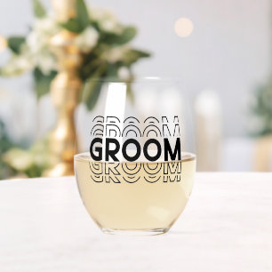 Groom stemless wine glass