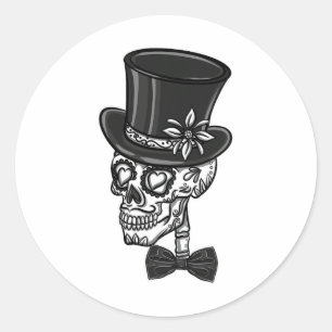 Groom Sugar Skull Bachelor Party Classic Round Sticker