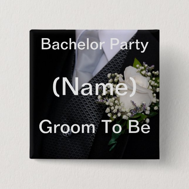 Groom To Be 2 Inch Square Button (Front)