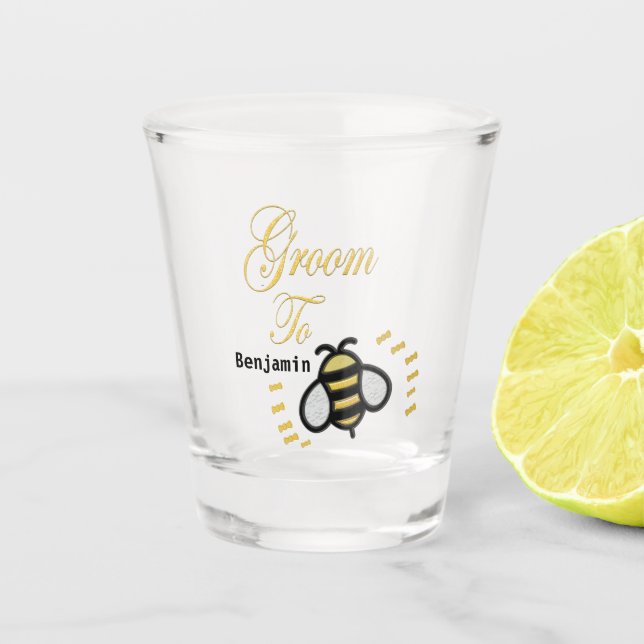 Groom To Be Wedding Gold Favour Personalize Shot Glass (Front)