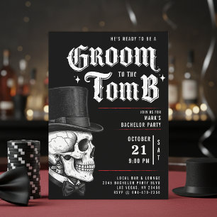 Groom to the Tomb Skull Bachelor Party Invitation