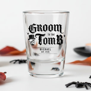 Groom to the Tomb Skull Bachelor Party Shot Glass