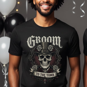 Groom to the Tomb Skull Mr Husband Gothic Wedding T-Shirt