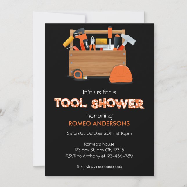 Groom Tool Shower Invitation (Front)