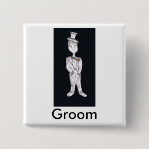 Groom Tuxedo 2 Inch Square Button