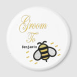 Groom Wedding Gold Bachelor Party Personalize Magnet<br><div class="desc">Groom Wedding Gold Bachelor Party Personalize Magnet has a fun Bee on it for the groom to be. Great and fun for the Groom To Be to use everyday and as giveaways at the Bachelor Party and other events. Personalize it with the Groom to be name.</div>