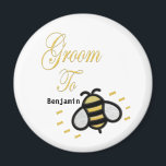 Groom Wedding Gold Bachelor Party Personalize Magnet<br><div class="desc">Groom Wedding Gold Bachelor Party Personalize Magnet has a fun Bee on it for the groom to be. Great and fun for the Groom To Be to use everyday and as giveaways at the Bachelor Party and other events. Personalize it with the Groom to be name.</div>