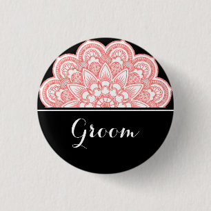 Groom Wedding Mandala Art 1 Inch Round Button