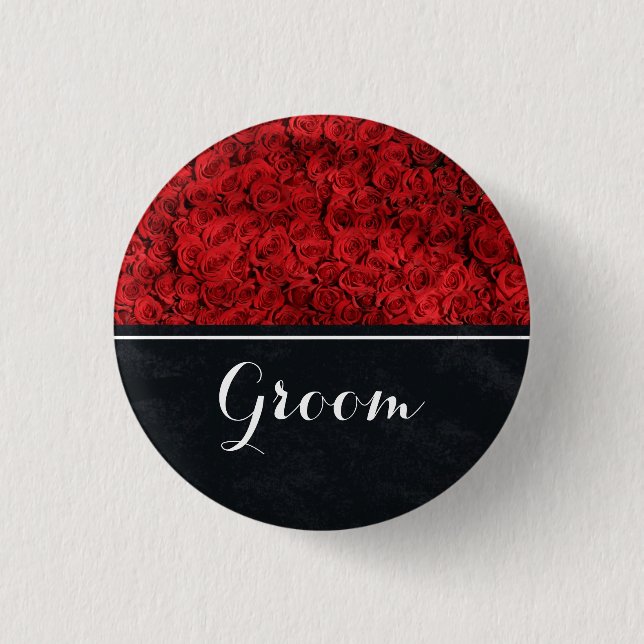 Groom Wedding Red Roses 1 Inch Round Button (Front)