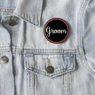 Groom Wedding Retro Name Tag For Wedding Party 2 Inch Round Button