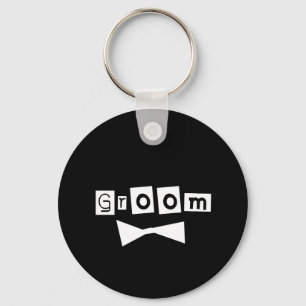 Groom White on Black Keychain
