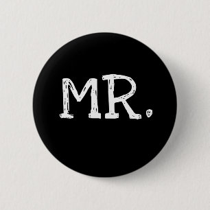 Groom White Text Mr. 2 Inch Round Button