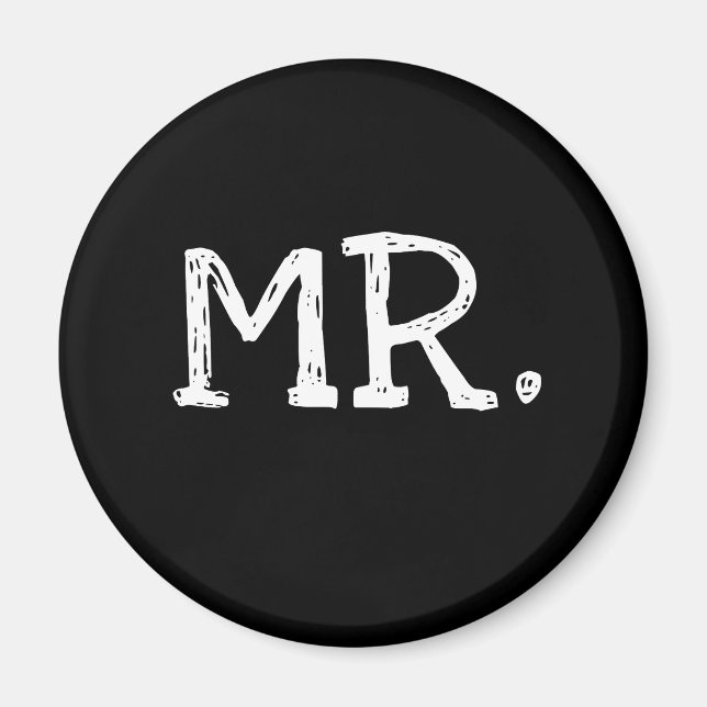 Groom White Text Mr. Magnet (Front)