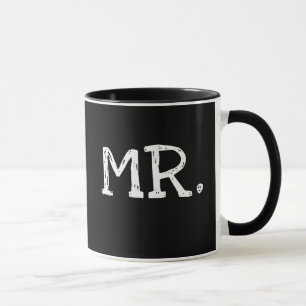 Groom White Text Mr. Mug