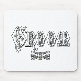 Groom with Bow Tie White and Black Type Mouse Pad