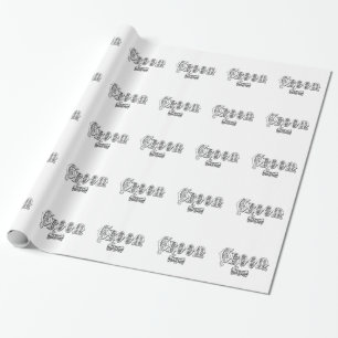 Groom with Bow Tie White and Black Type Wrapping Paper