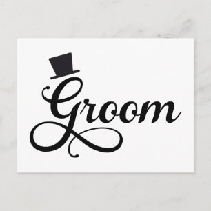 Groom with hat, word art text design postcard