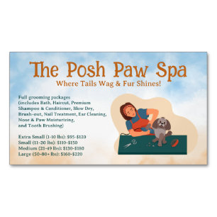 Groomer Shaving Dog Fur  Magnetic Business Card