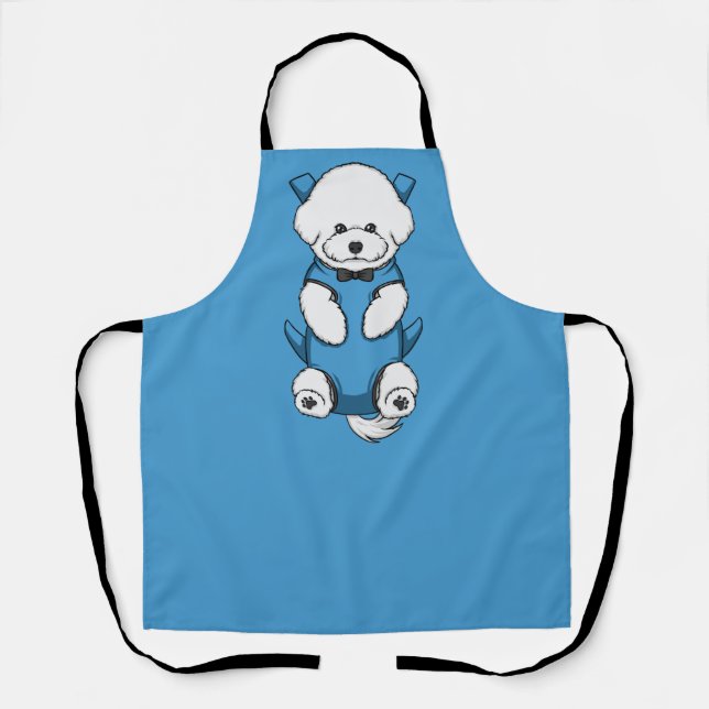 Grooming Apron Front Dog Carrier - Bichon in Blue (Front)