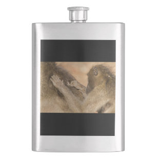 Grooming baboons hip flask