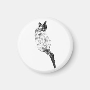 Grooming Cat on Display Magnet