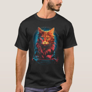 Grooming Cat Outer Space Galaxy Nebula Stars Plane T-Shirt