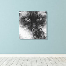 Grooming Cat Sketch – Premium Wrapped Canvas Print