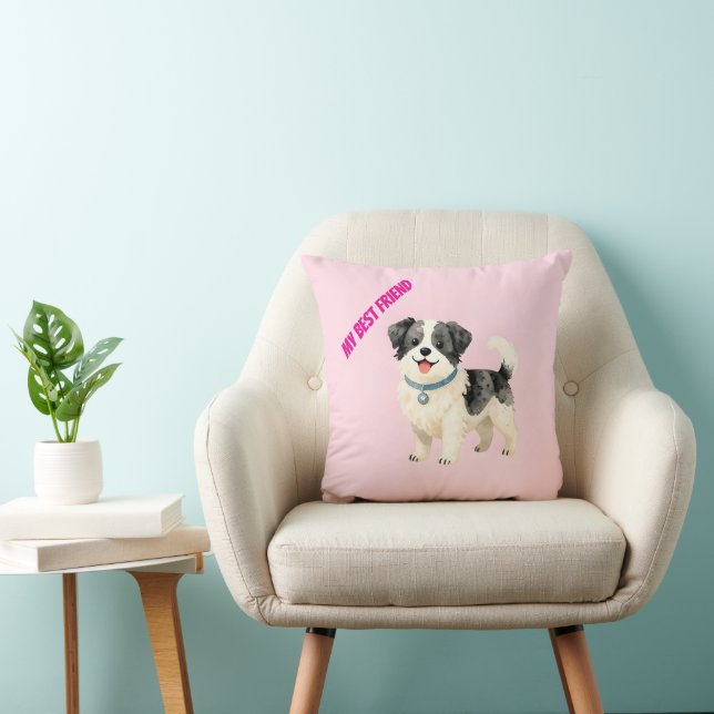 Grooming Dog Personalized Modern Collection Throw Pillow (Chair)