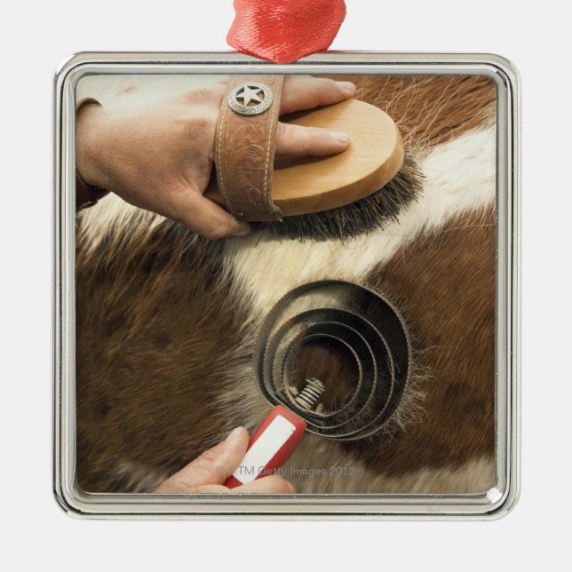 Grooming horse metal ornament (Front)