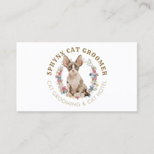 Grooming Salon Pet Spa Sphynx Cat Business Card