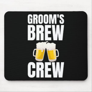 Groom's Brew Crew Funny Bachelor Party Beer Mouse Pad