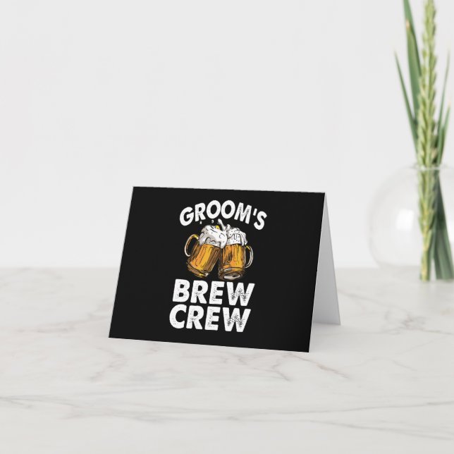 Groom's Brew Crew Funny Groomsmen Bachelor Party Card (Front)