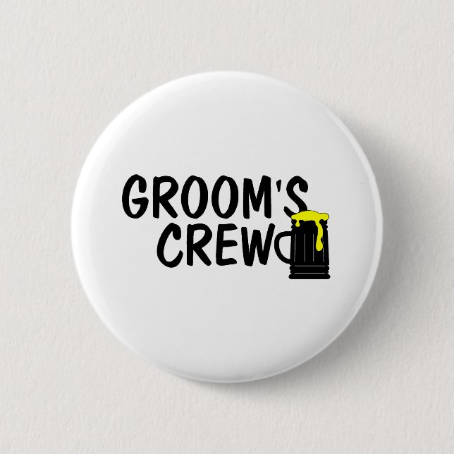 Grooms Crew Beer 2 Inch Round Button (Front)