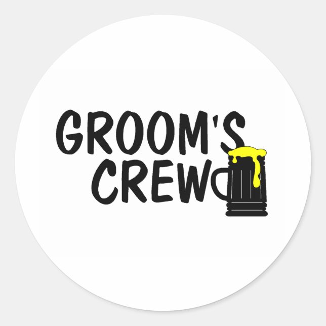 Grooms Crew Beer Classic Round Sticker (Front)