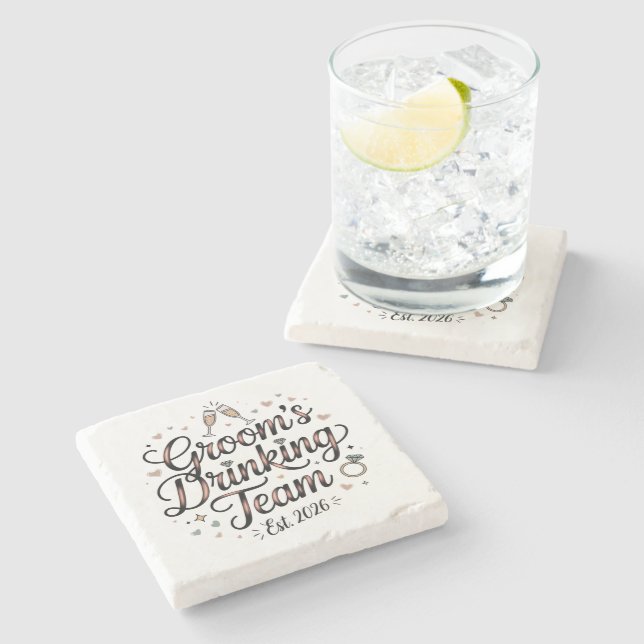 Grooms Drinking Team Stone Coaster (Side)