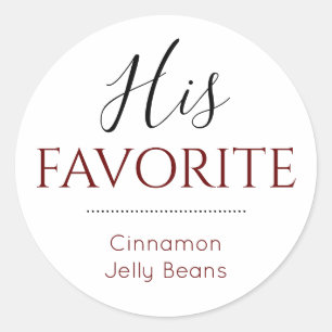 Grooms Favourite Candy Burgundy Wedding Favour Classic Round Sticker
