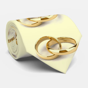 Grooms Gold Wedding Rings Pattern Tie
