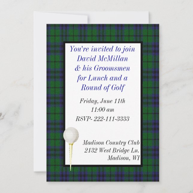 Groom's Golf Party Invitation (Front)
