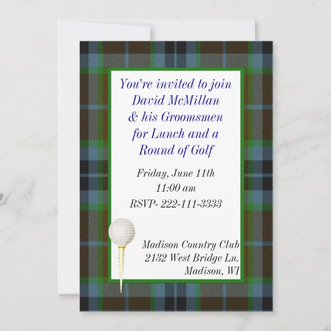 Groom's Golf Party Invitation (Front)