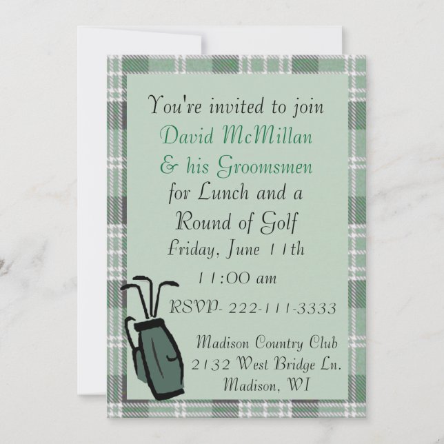Groom's Golf Party Invitation (Front)