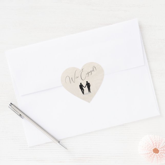 Grooms Happy Engagement Heart Sticker (Envelope)
