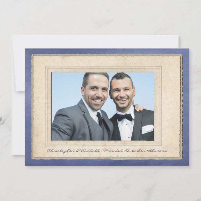 Grooms Husbands Union Gay Wedding Annoucement Invitation (Front)