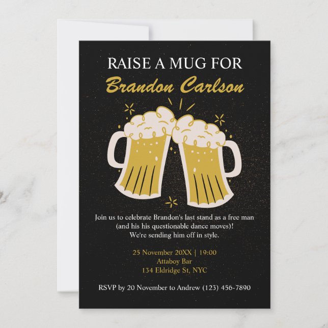 Groom's Last Toast & Beer Bash Bachelor Invitation (Devant)