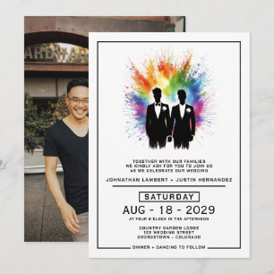 Grooms Rainbow Burst Wedding Invitation