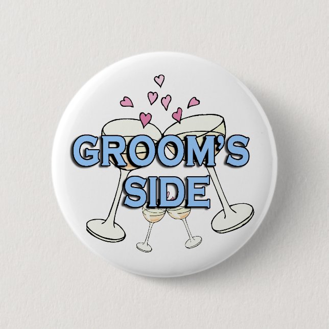 Groom's Side Wedding ID Button (Front)