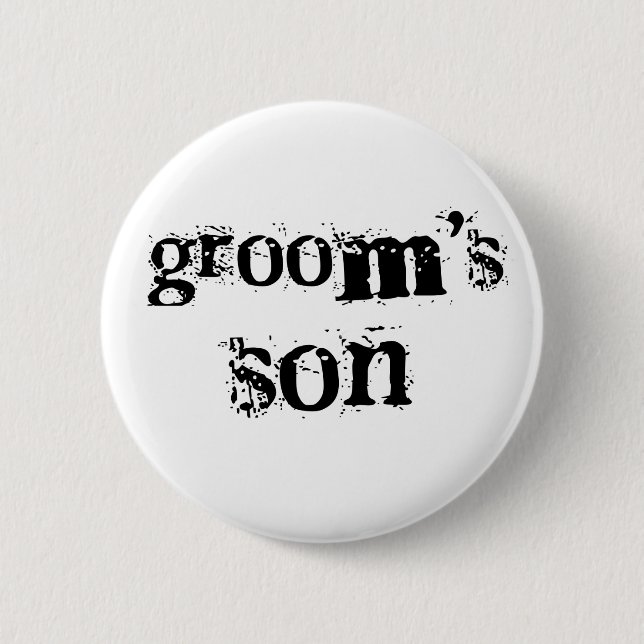 Groom's Son Black Text 2 Inch Round Button (Front)