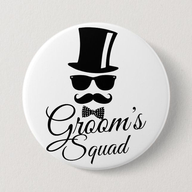 Groom's squad 3 inch round button (Front)