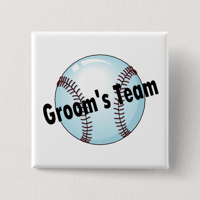 Groom's Team (Baseball) 2 Inch Square Button (Front)