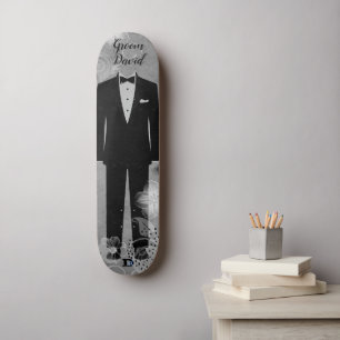 Grooms Tux on Distressed Grey Dd Brand Skateboard