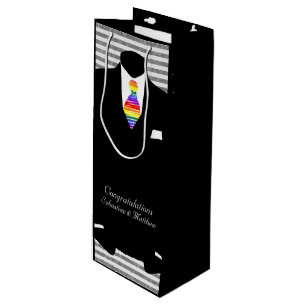 Grooms Wedding Congratulations Personalized Wine Gift Bag